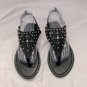 Lane Bryant Leather Peek-a-Boo Cutouts Sandals